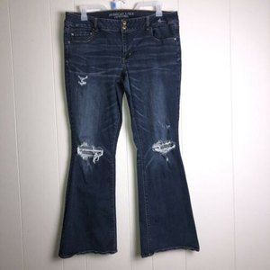 AMERICAN EAGLE Jeans Women's 20 LONG Flare Distressed